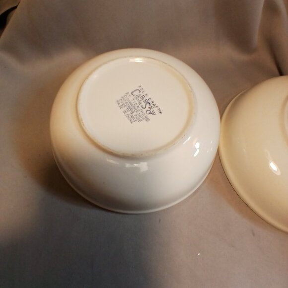 Folkcraft Cabin in the Snow Tienshan 2 Serving Bowls 9" Vintage Spongeware - Picture 4 of 10